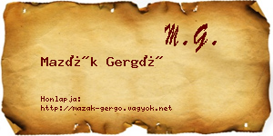 Mazák Gergő névjegykártya