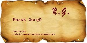 Mazák Gergő névjegykártya